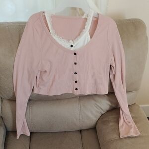 Pink Button-Up Women's Top